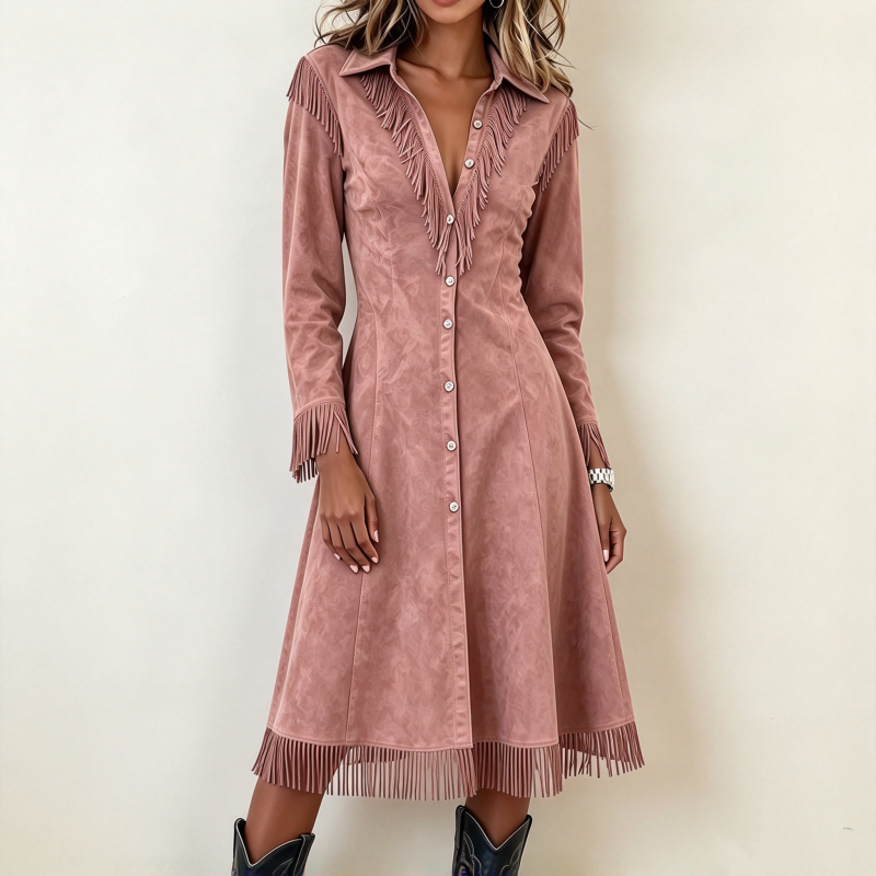 👜 -50 % sur toute la mode femme ! ✨Robe à franges vintage à manches longues pour femmes