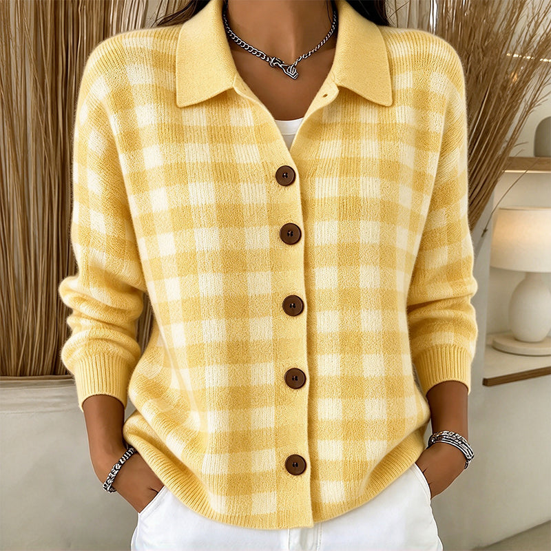 👜 -50 % sur toute la mode femme ! ✨Pull en maille à carreaux et boutonnage pour femme