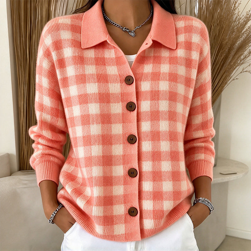 👜 -50 % sur toute la mode femme ! ✨Pull en maille à carreaux et boutonnage pour femme