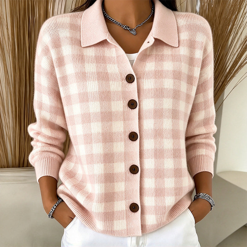 👜 -50 % sur toute la mode femme ! ✨Pull en maille à carreaux et boutonnage pour femme