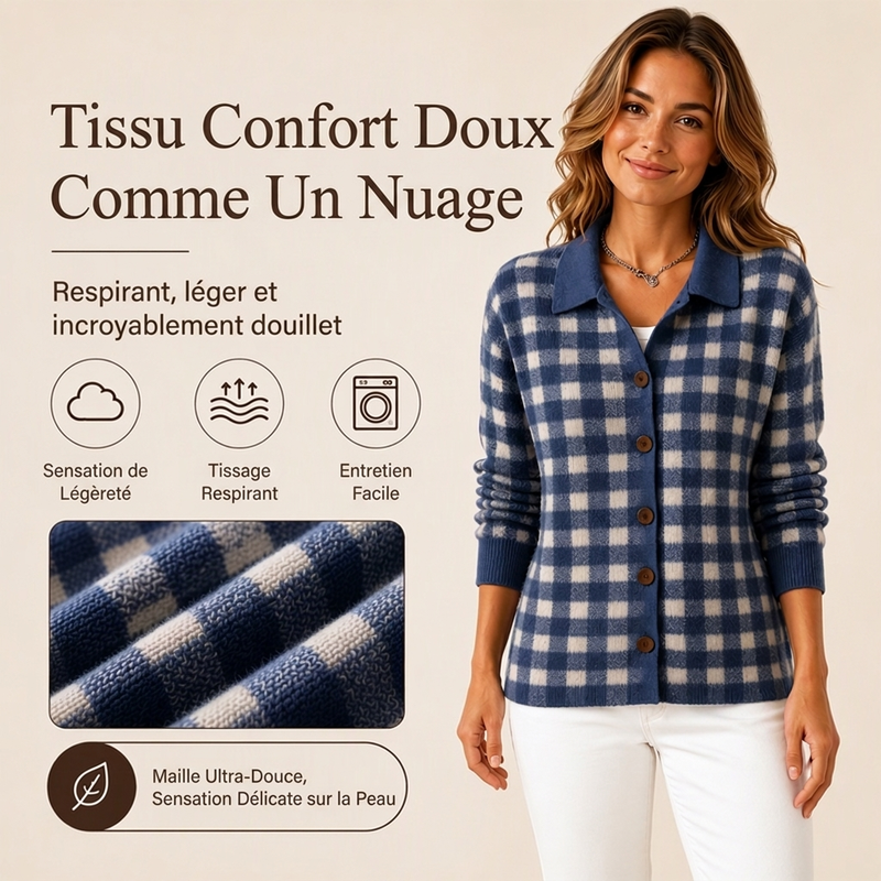 👜 -50 % sur toute la mode femme ! ✨Pull en maille à carreaux et boutonnage pour femme