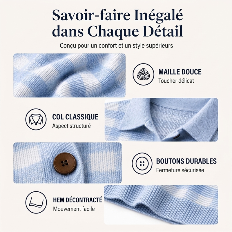 👜 -50 % sur toute la mode femme ! ✨Pull en maille à carreaux et boutonnage pour femme