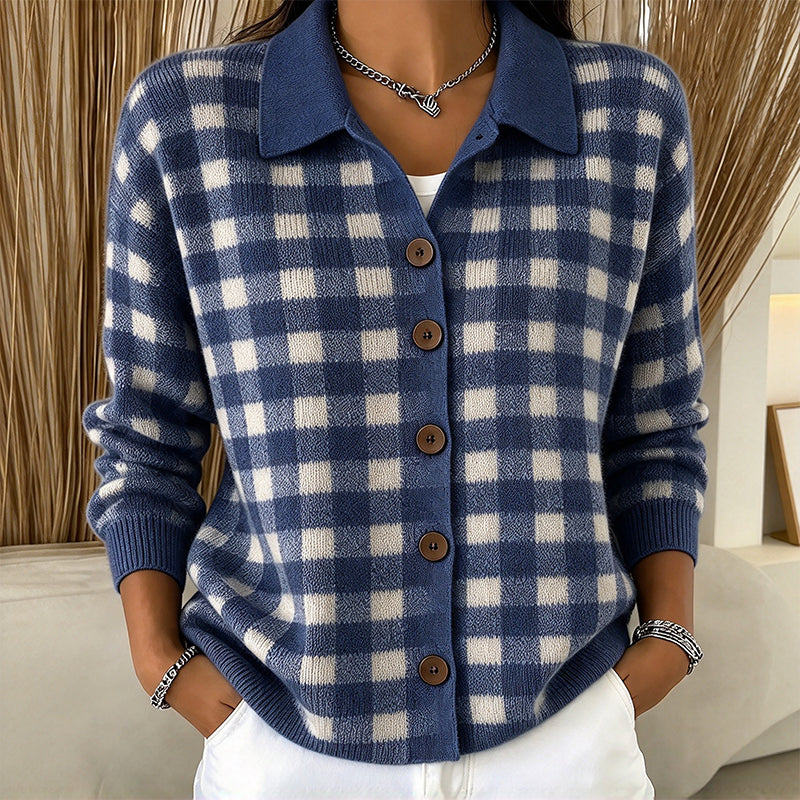 👜 -50 % sur toute la mode femme ! ✨Pull en maille à carreaux et boutonnage pour femme