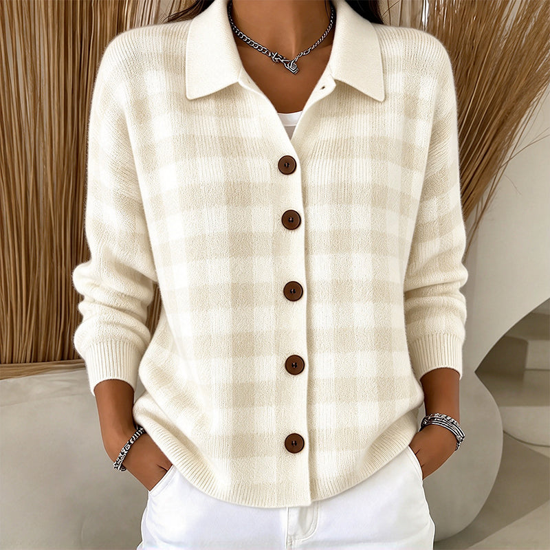 👜 -50 % sur toute la mode femme ! ✨Pull en maille à carreaux et boutonnage pour femme