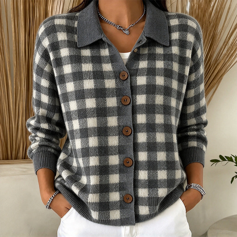 👜 -50 % sur toute la mode femme ! ✨Pull en maille à carreaux et boutonnage pour femme