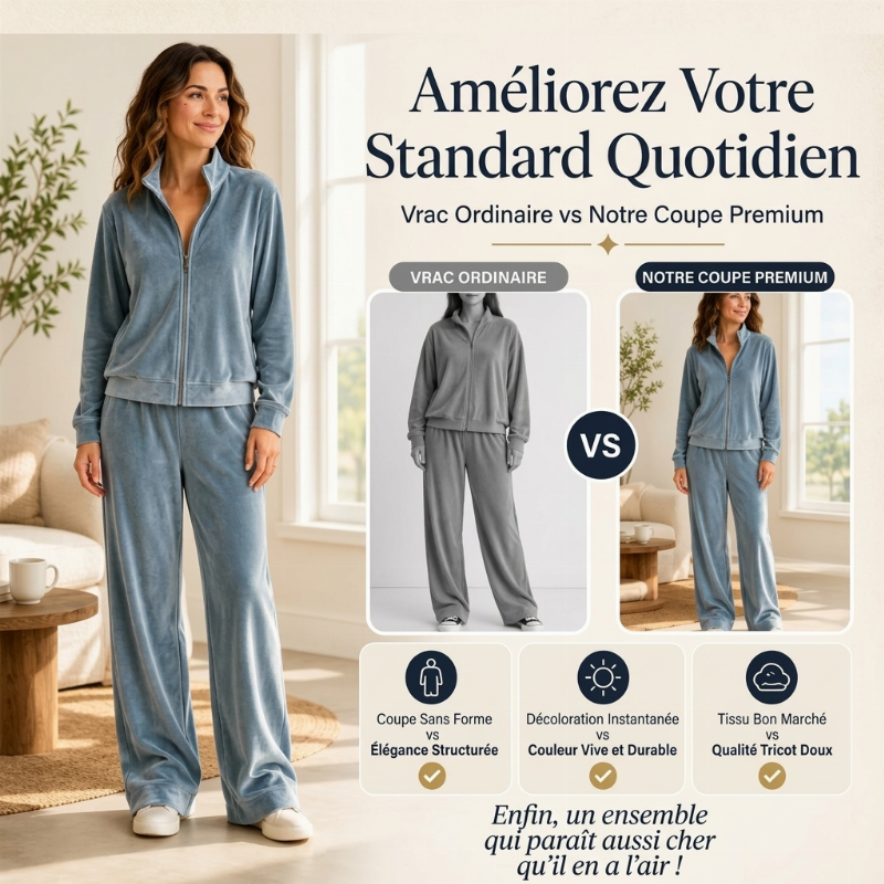 👜 -50 % sur toute la mode femme ! ✨Ensemble blouson zippé et pantalon en similicuir daim pour femme
