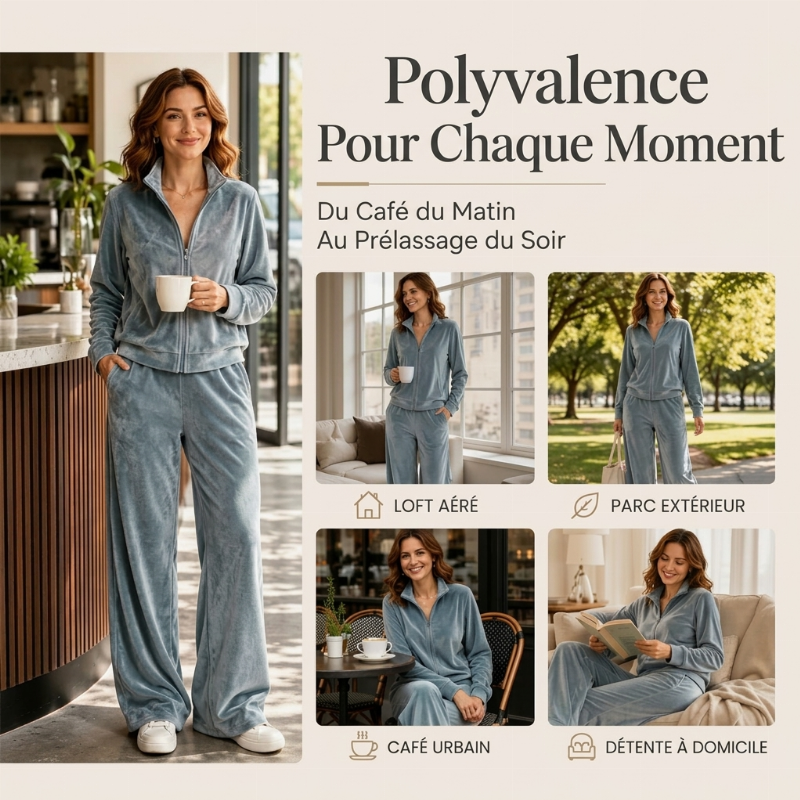 👜 -50 % sur toute la mode femme ! ✨Ensemble blouson zippé et pantalon en similicuir daim pour femme