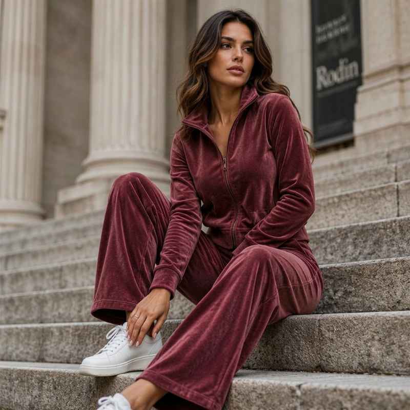 👜 -50 % sur toute la mode femme ! ✨Ensemble blouson zippé et pantalon en similicuir daim pour femme