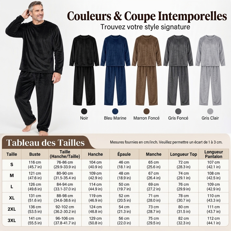 🎁Soldes ! Prix cassés🌍Ensemble Pyjama Velours Thermique Confortable pour Homme