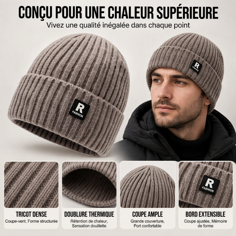⏳Liquidation totale⏳Bonnet chaud en maille slouchy pour homme
