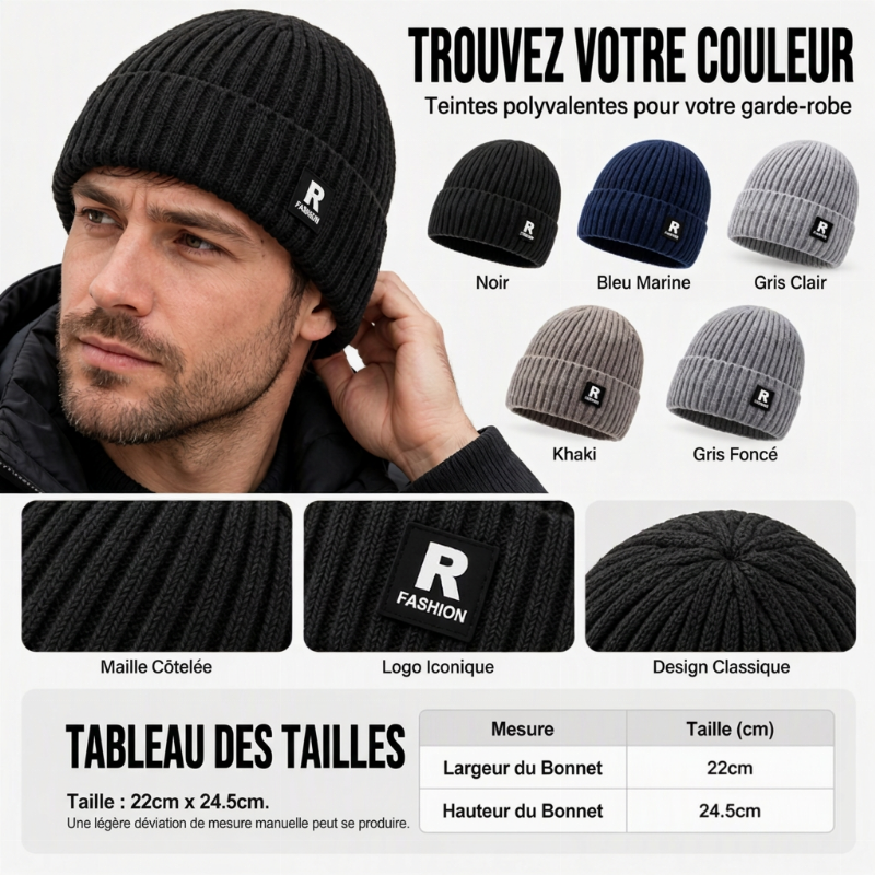 ⏳Liquidation totale⏳Bonnet chaud en maille slouchy pour homme