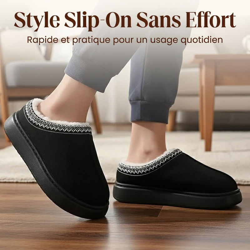 Chaussons maison pour femme à semelle épaisse et doublure pelucheuse