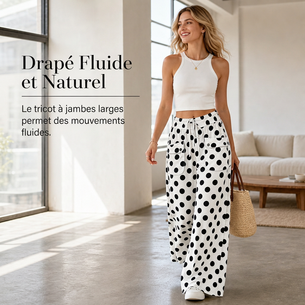 👜 -50 % sur toute la mode femme ! ✨Pantalon large à pois décontracté pour femme
