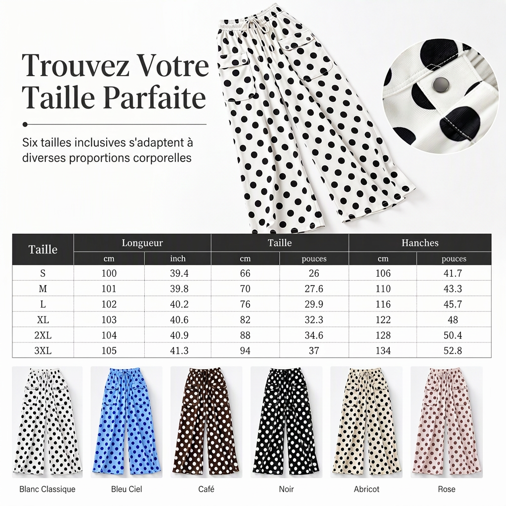 👜 -50 % sur toute la mode femme ! ✨Pantalon large à pois décontracté pour femme