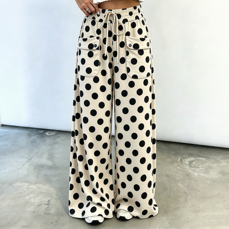👜 -50 % sur toute la mode femme ! ✨Pantalon large à pois décontracté pour femme