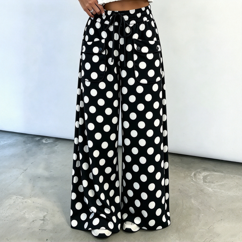 👜 -50 % sur toute la mode femme ! ✨Pantalon large à pois décontracté pour femme