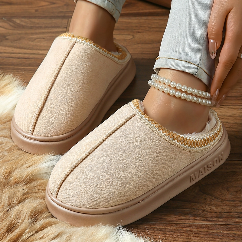 Chaussons maison pour femme à semelle épaisse et doublure pelucheuse