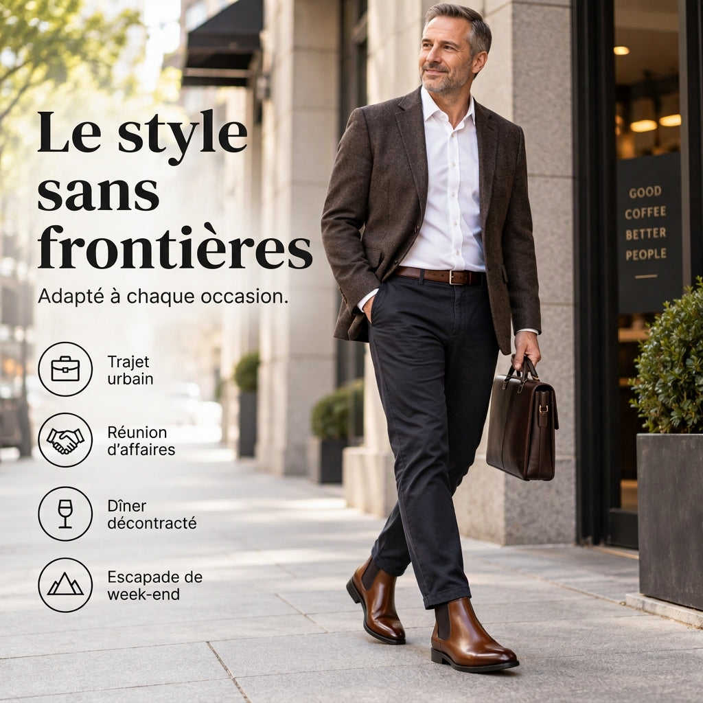 👜 -50 % sur toute la mode femme ! ✨Bottines Chelsea en cuir PU pour hommes