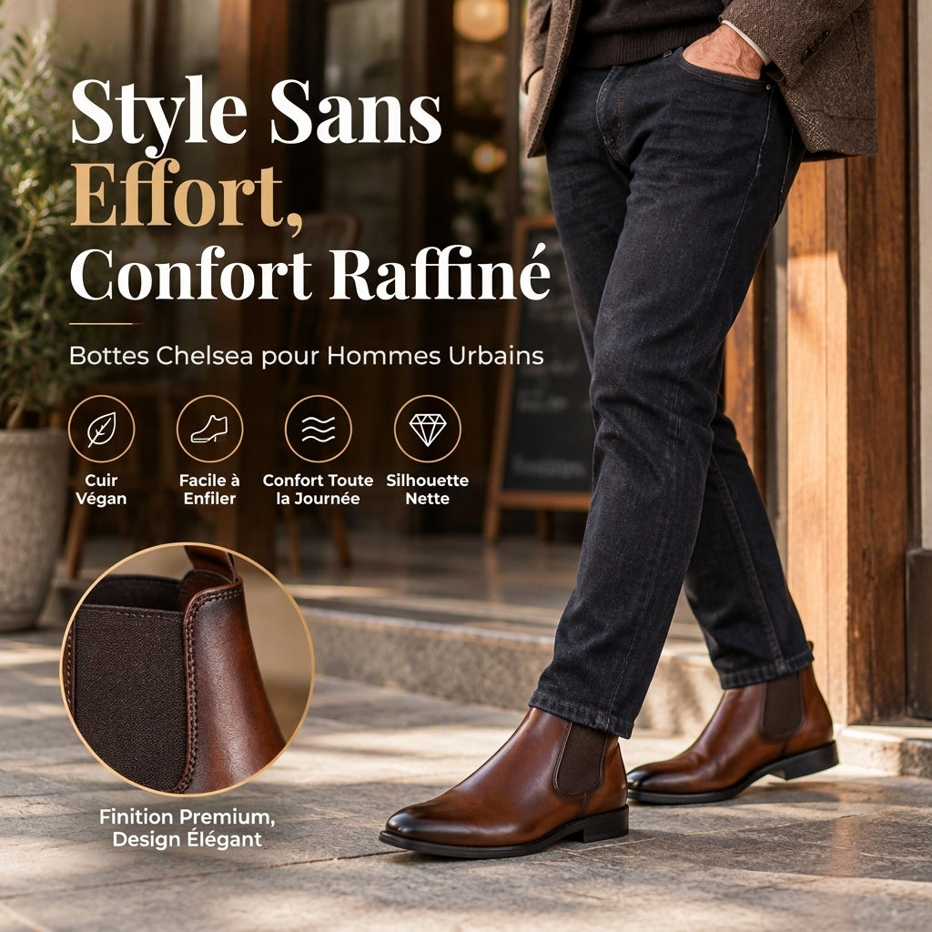 👜 -50 % sur toute la mode femme ! ✨Bottines Chelsea en cuir PU pour hommes