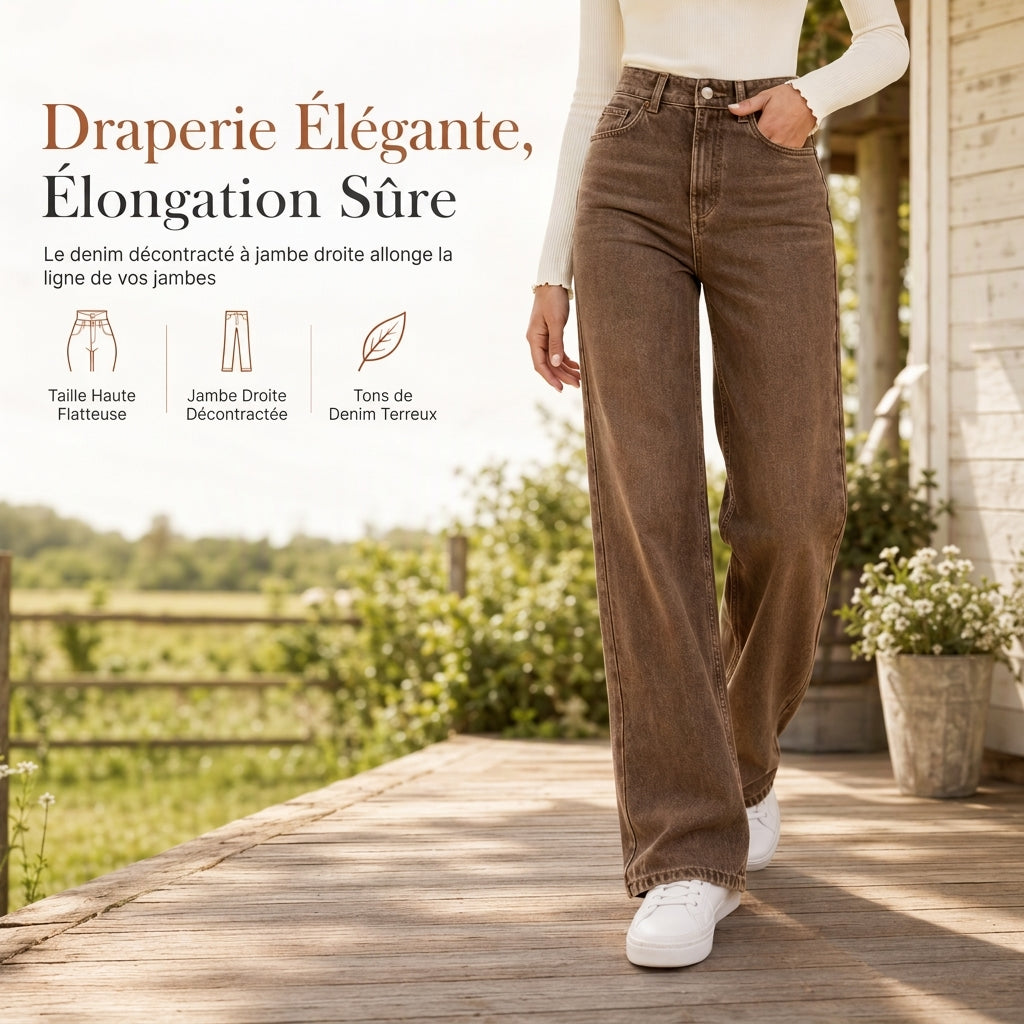 👜 -50 % sur toute la mode femme ! ✨Jeans en denim à coupe ample et jambe droite pour femmes
