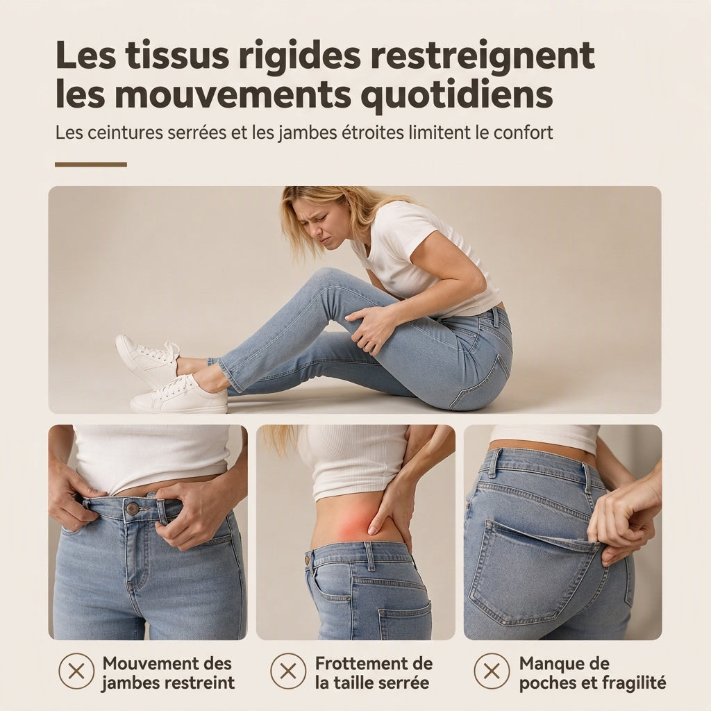 Pantalon à pattes d'éléphant utilitaire pour femme en coton mélangé lavé avec coutures contrastées