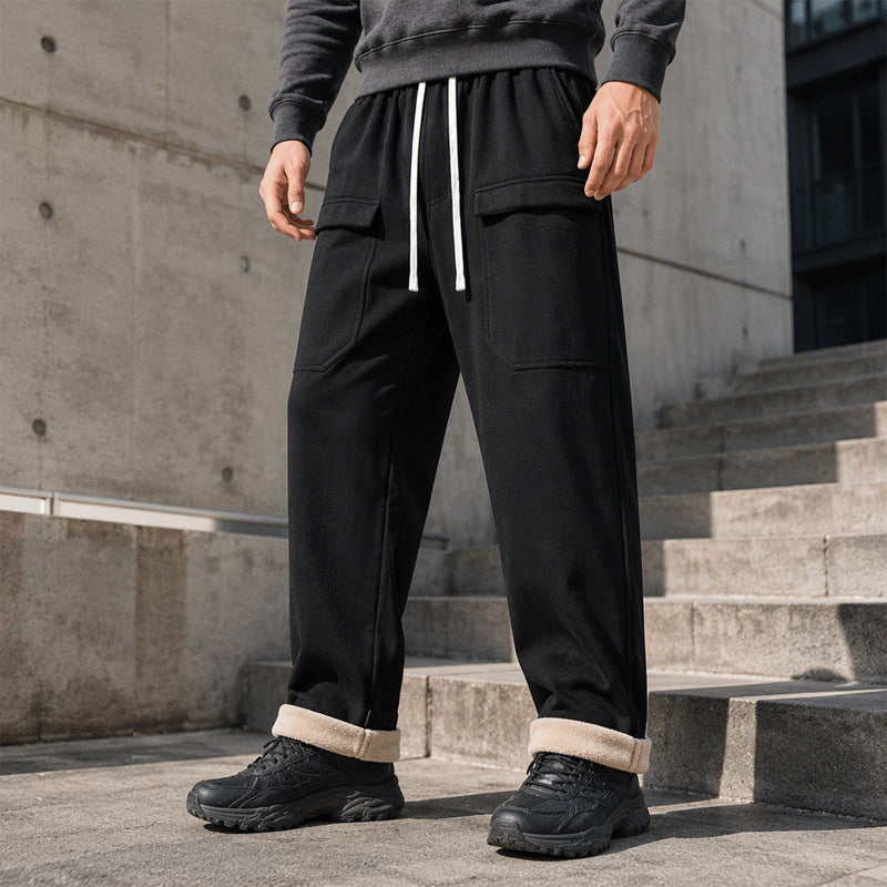 Pantalon cargo déperlant pour homme, doublure en peluche