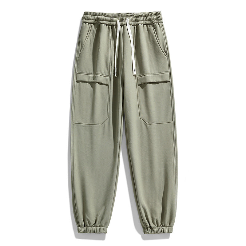 Pantalon cargo déperlant pour homme, doublure en peluche
