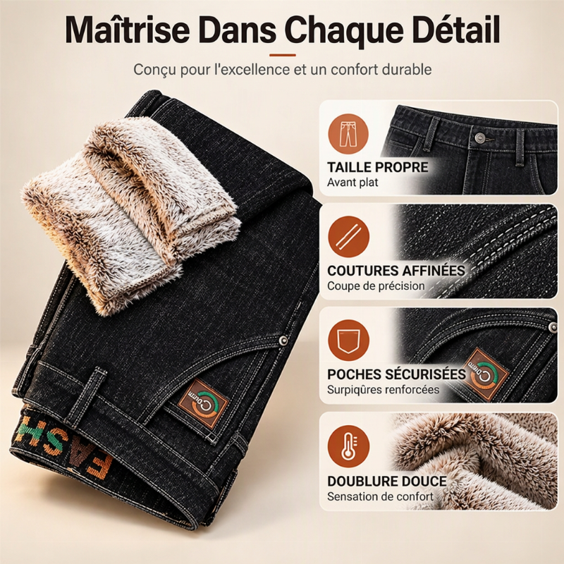 👜 -50 % sur toute la mode femme ! ✨Jeans stretch pour hommes avec doublure en peluche épaisse