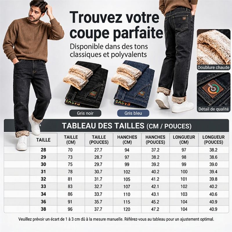 👜 -50 % sur toute la mode femme ! ✨Jeans stretch pour hommes avec doublure en peluche épaisse