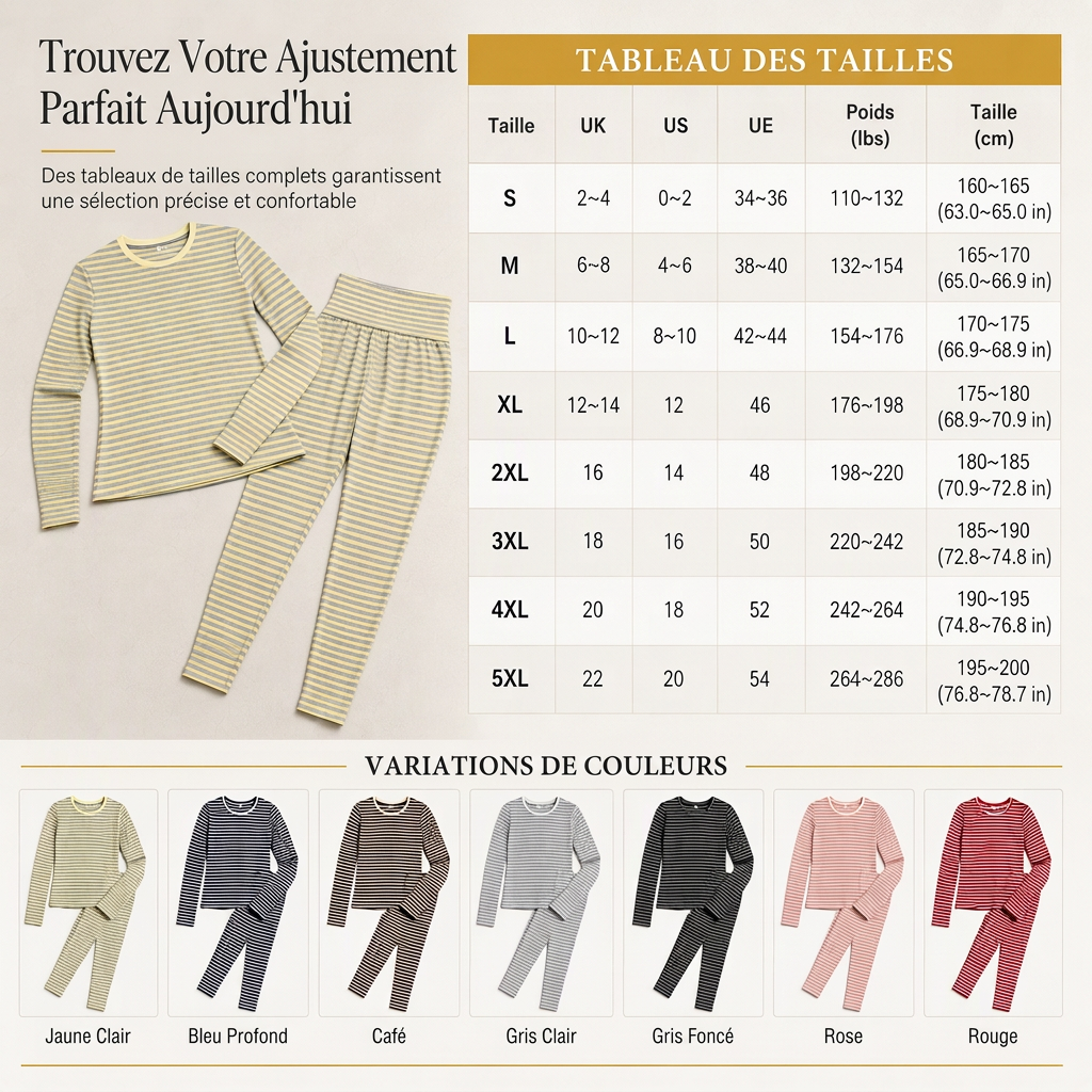 Ensemble de détente et de sport slim à rayures et blocs de couleur, haut à col rond et pantalon à manches longues pour femme