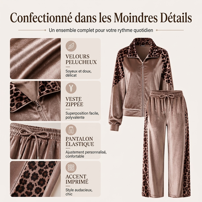 ⏳Liquidation totale⏳Ensemble Décontracté 2 Pièces à Imprimé Léopard pour Femme