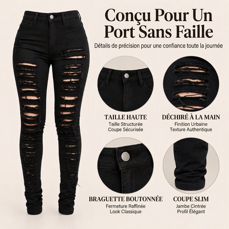 👜 -50 % sur toute la mode femme ! ✨Jeans skinny déchirés haute extensibilité pour femmes