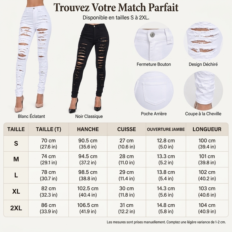 👜 -50 % sur toute la mode femme ! ✨Jeans skinny déchirés haute extensibilité pour femmes