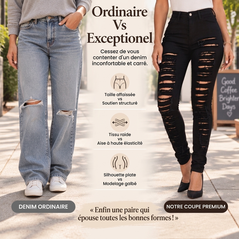 👜 -50 % sur toute la mode femme ! ✨Jeans skinny déchirés haute extensibilité pour femmes
