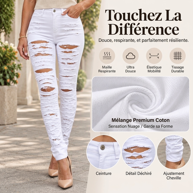 👜 -50 % sur toute la mode femme ! ✨Jeans skinny déchirés haute extensibilité pour femmes