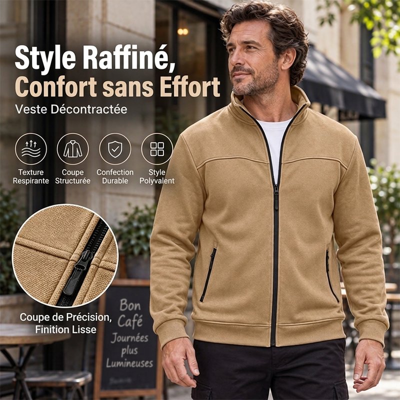 🎁Soldes ! Prix cassés🌍Veste décontractée à col montant pour hommes