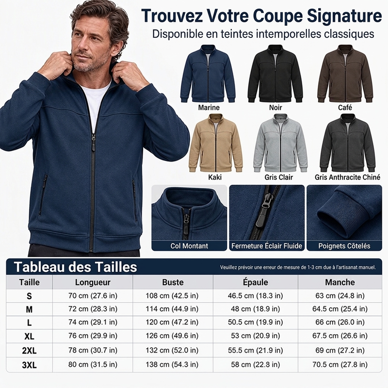 🎁Soldes ! Prix cassés🌍Veste décontractée à col montant pour hommes