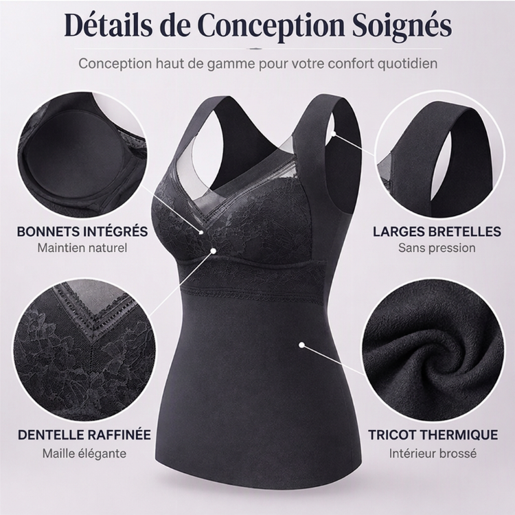 ⏳Liquidation totale⏳Débardeur Thermique Moulant Femme avec Soutien-Gorge Intégré