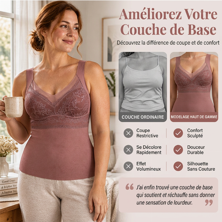 ⏳Liquidation totale⏳Débardeur Thermique Moulant Femme avec Soutien-Gorge Intégré