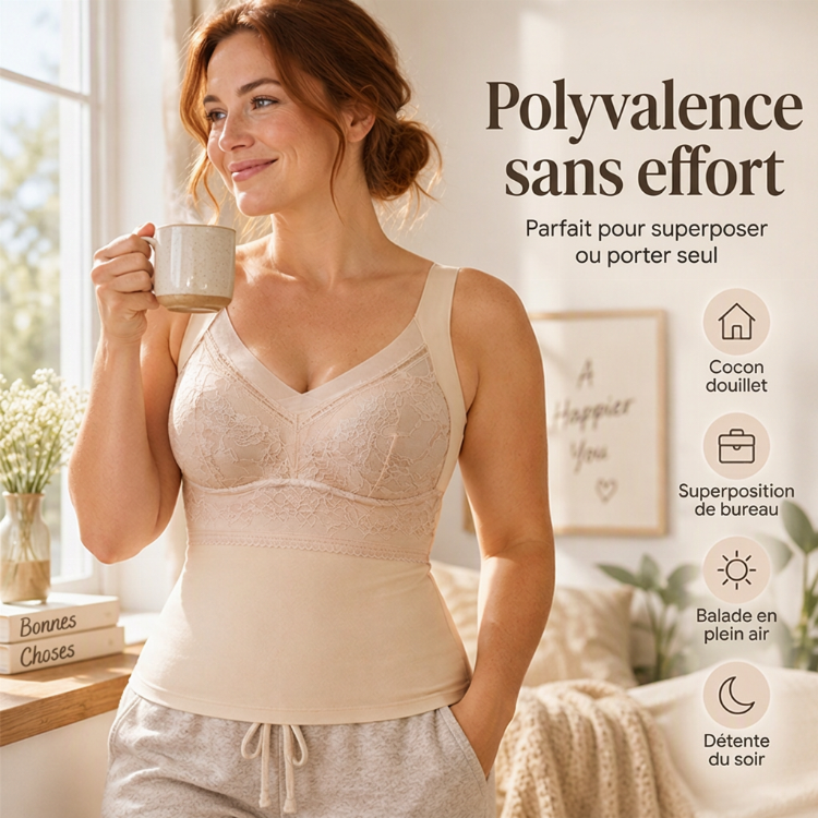 ⏳Liquidation totale⏳Débardeur Thermique Moulant Femme avec Soutien-Gorge Intégré