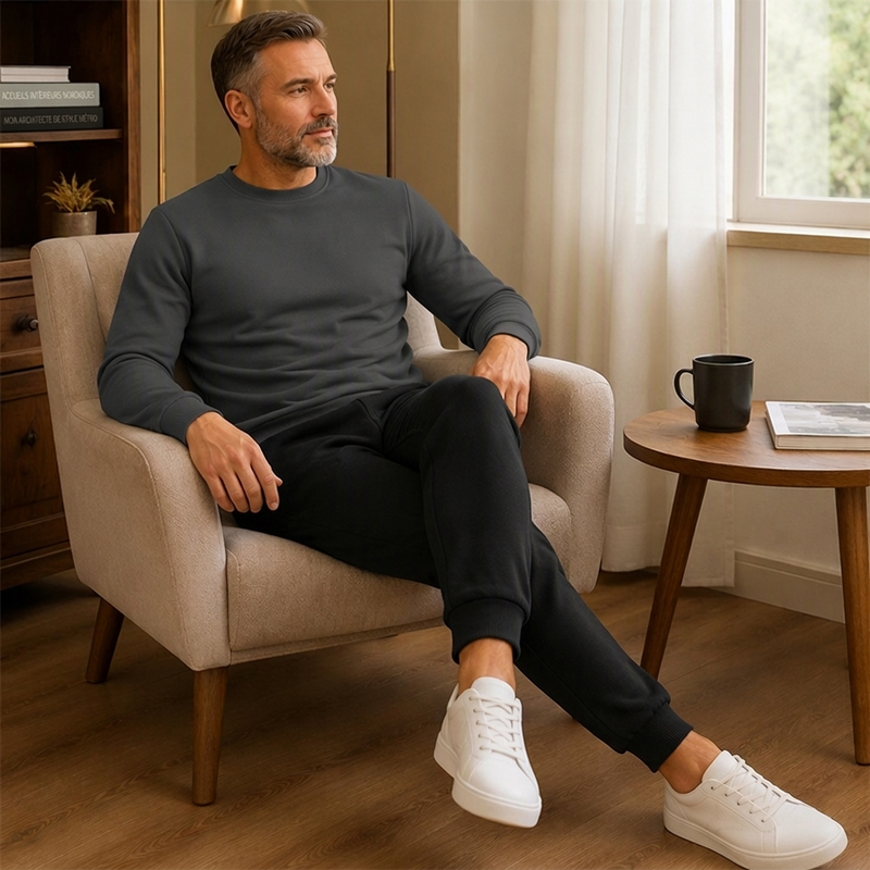 Ensemble survêtement chaud d'hiver pour homme, sweat à capuche et pantalon de sport