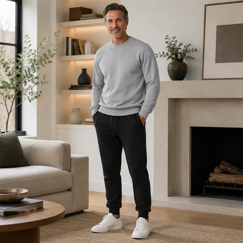 Ensemble survêtement chaud d'hiver pour homme, sweat à capuche et pantalon de sport