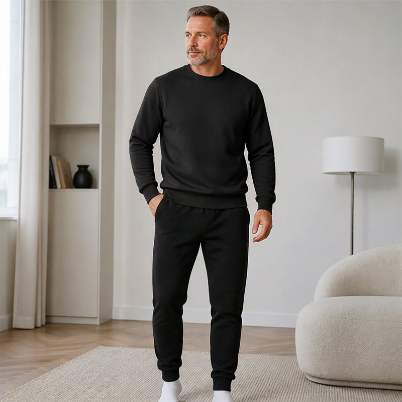 Ensemble survêtement chaud d'hiver pour homme, sweat à capuche et pantalon de sport