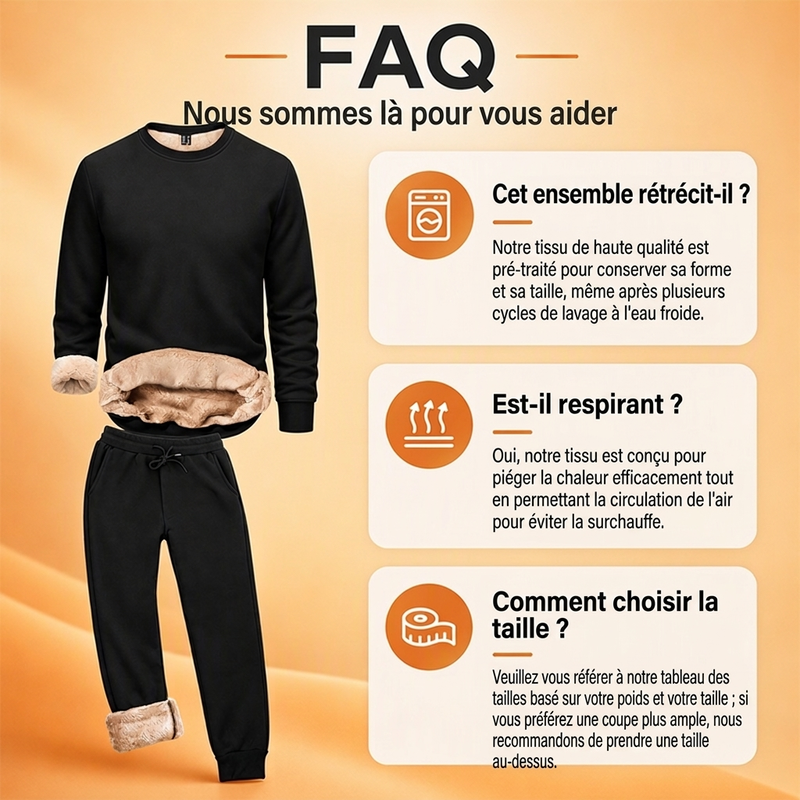 Ensemble survêtement chaud d'hiver pour homme, sweat à capuche et pantalon de sport