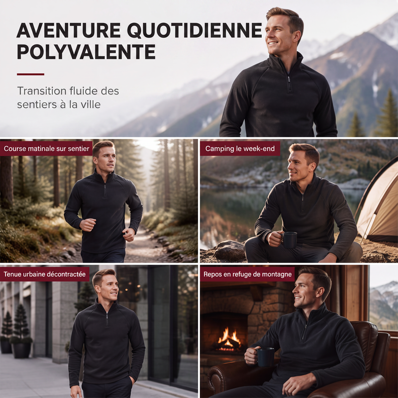 💖Soldes ! Prix cassés💖Sweat chaud pour homme en polaire avec col montant