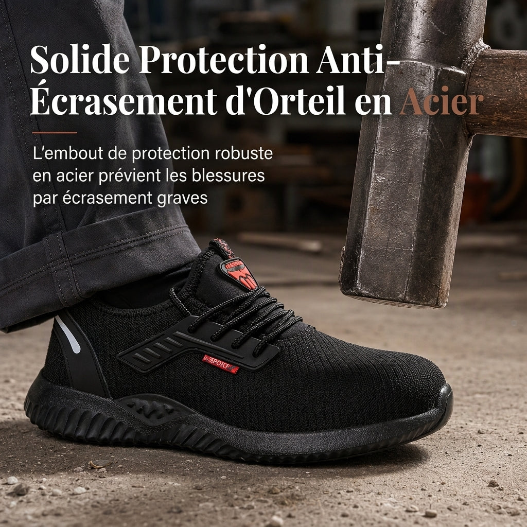 Chaussures de sécurité à embout acier pour homme, Bottines de travail respirantes légères, Chaussures de protection résistantes à la perforation