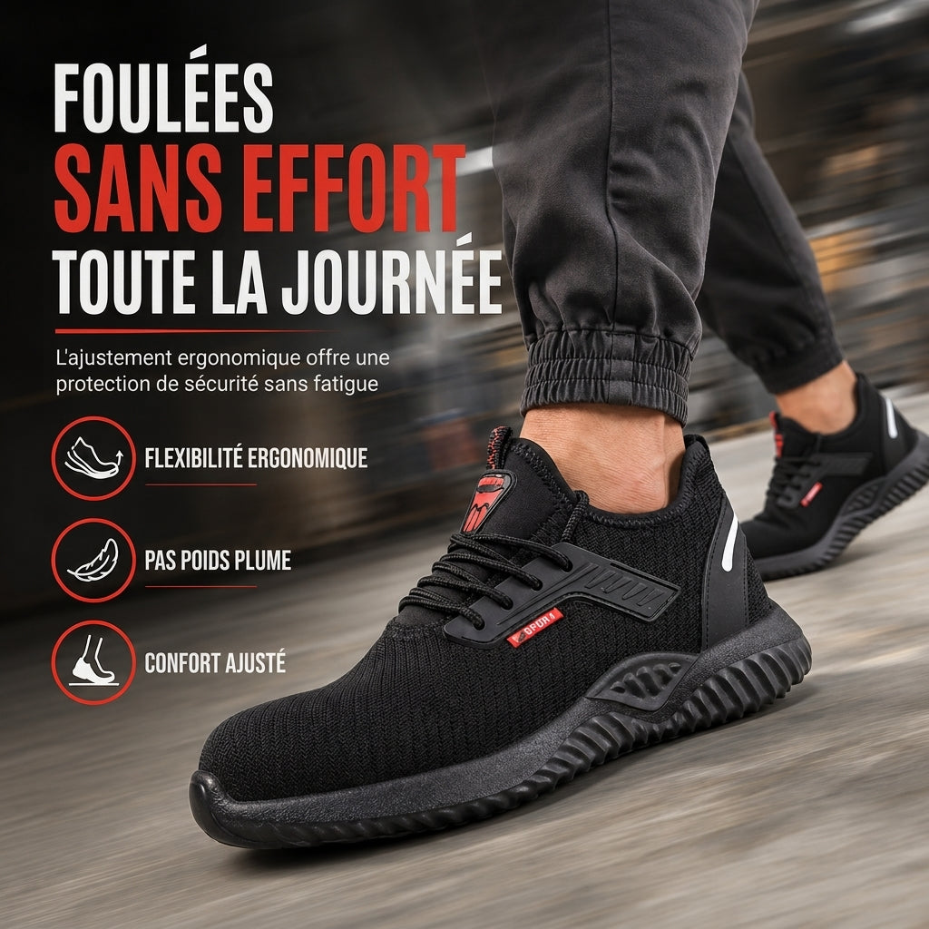 Chaussures de sécurité à embout acier pour homme, Bottines de travail respirantes légères, Chaussures de protection résistantes à la perforation