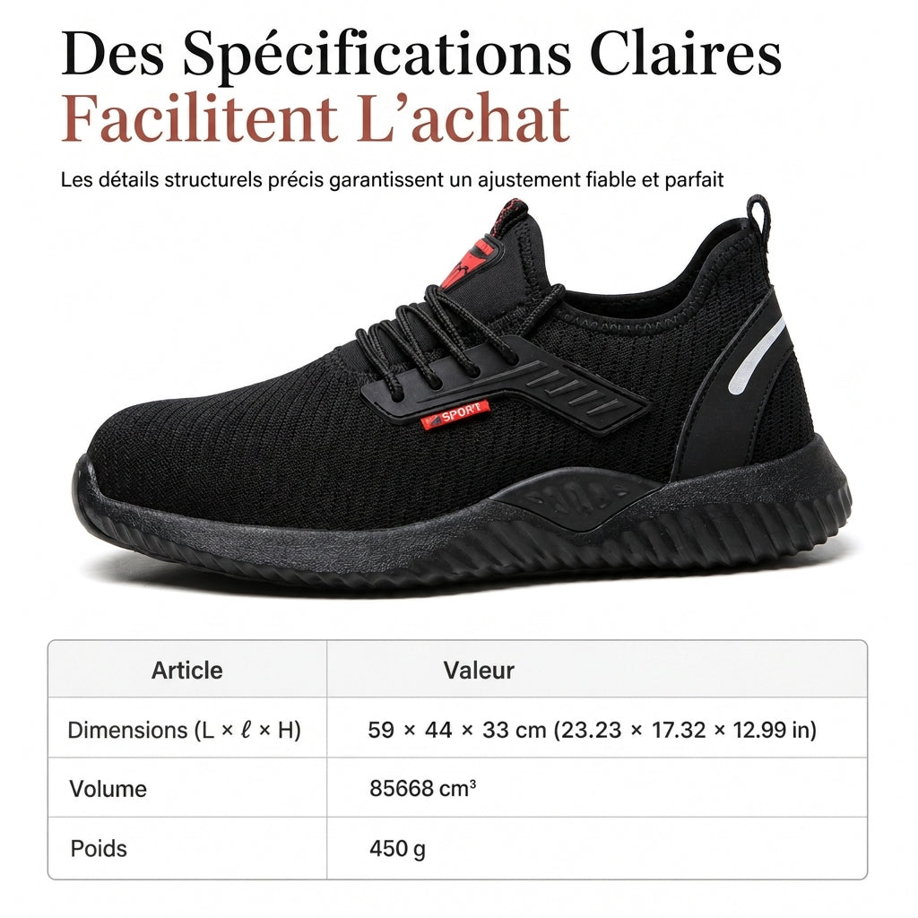 Chaussures de sécurité à embout acier pour homme, Bottines de travail respirantes légères, Chaussures de protection résistantes à la perforation
