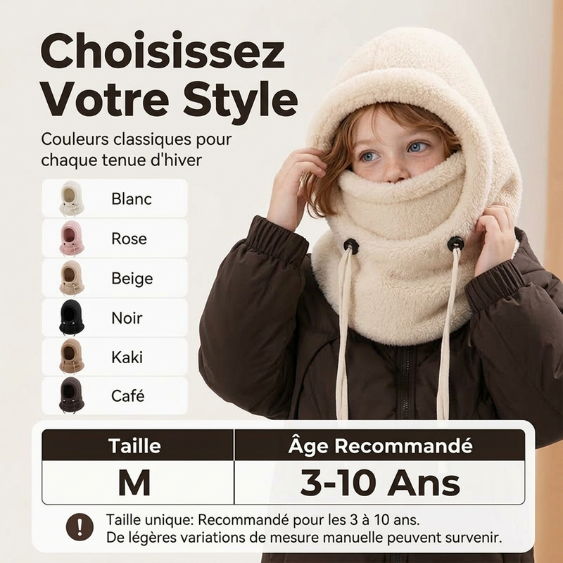 💖Soldes ! Prix cassés💖Cagoule de cyclisme thermique et coupe-vent pour enfants