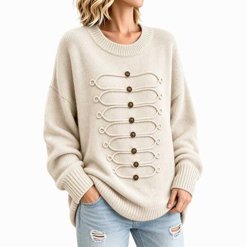 💖Soldes ! Prix cassés💖Pull Femme Élégant à Col Rond et Torsades